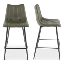 Moe's Home Collection Alibi Counter Stool Dark Green - Set Of Two Vegan Leather