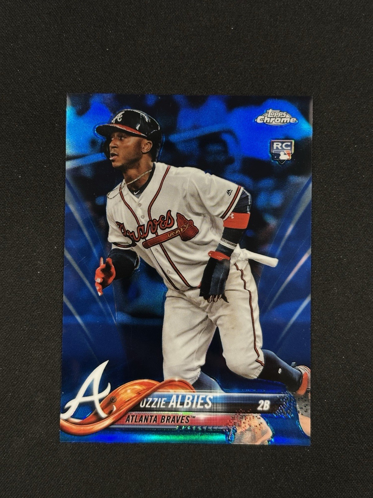 2018 Topps Chrome - Ozzie Albies #72 Blue Refractor /150 (RC)