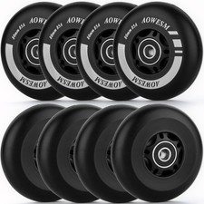 AOWESM Inline Skate Wheels, Outdoor Indoor, 85A, 8-Pack Black, 72mm 72m...