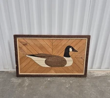 Handmade Duck Marquetry Inlaid Wood Lathe Vintage Wall Art