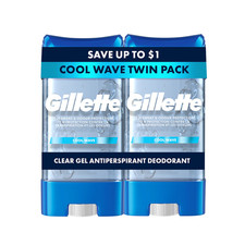 Antiperspirant Deodorant for Men, Clear Gel, Cool Wave, Twin Pack, 3.8Oz