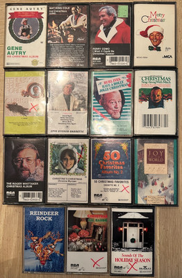 21 Christmas Cassette LOT - Nat King Cole - Bing Crosby - Burl Ives - Elvis