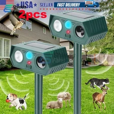 2 Pack Upgraded Solar Ultrasonic Cat Dog Fox Pest Motion Sensor Repeller US