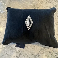 Ralph Lauren Ansel Throw Pillow Black 15x20 TP Velvet Crest Designer New Tag