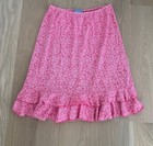Fresh Produce Pink A-Line Ruffled Skirt M Floral