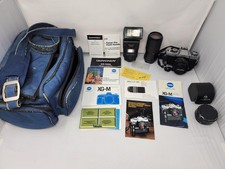 Vintage Minolta XG-M 35mm SLR Film Camera Silver 50mm Lens Zoom Quantaray Flash