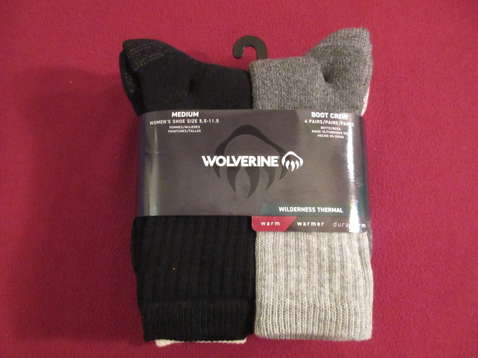 Wolverine Women's Cushioned Wilderness Thermal Boot Crew Socks 4 Pair Warm Mediu