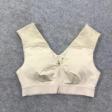 Tommie Copper Sports Bra Womens Medium Beige Zip Front Shoulder Support Active