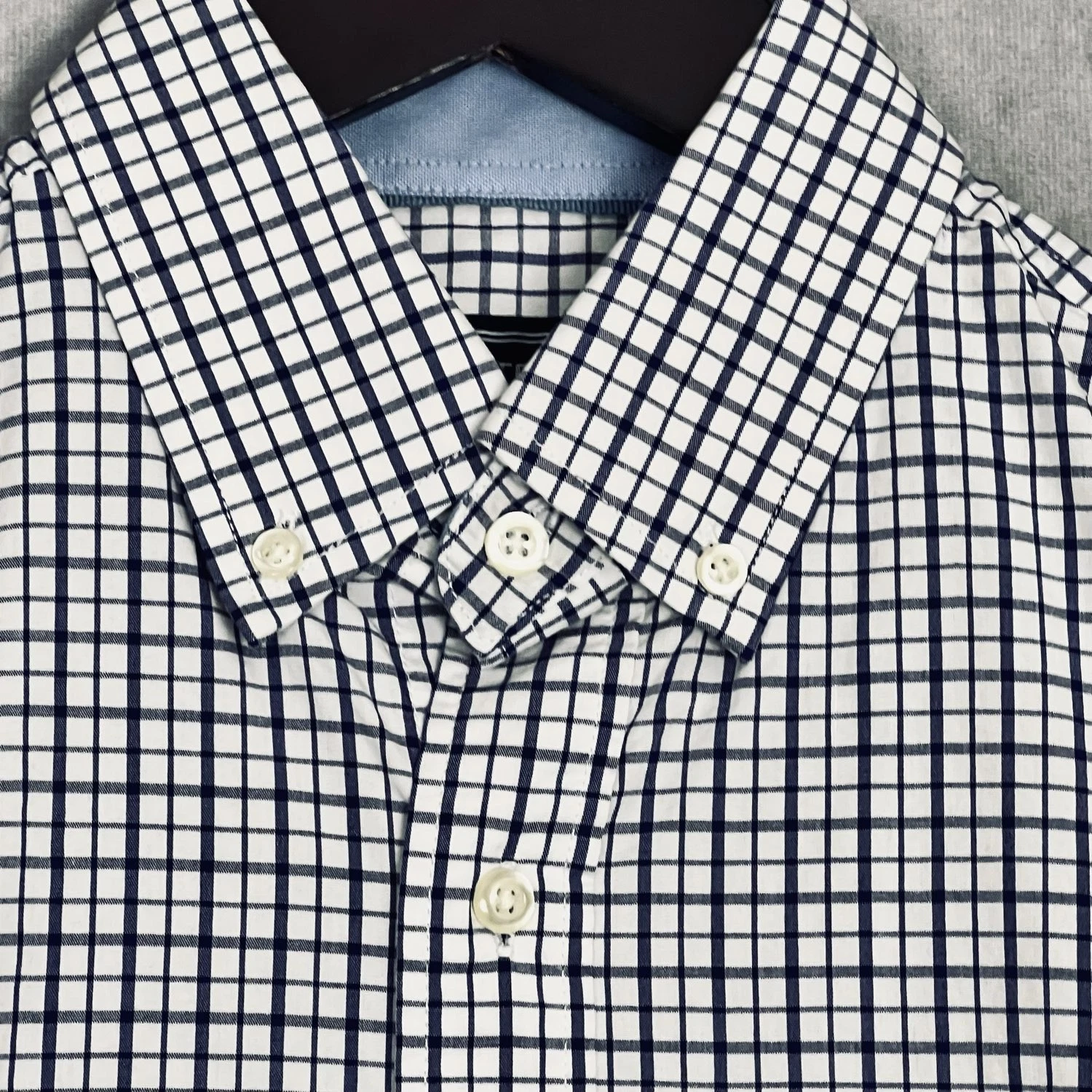 Architect Men's Small Cotton Blue White Plaid Long Sleeve Button Down Shirt