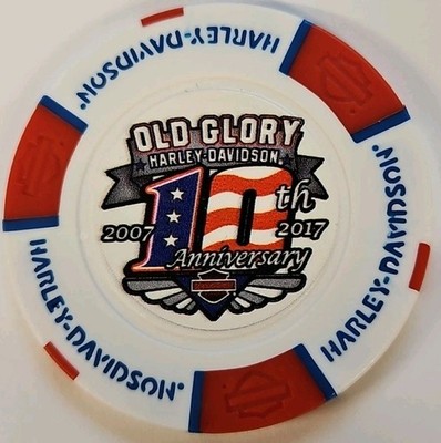 OLD GLORY HARLEY DAVIDSON 10TH ANN. OF LAUREL, MD DEALERSHIP POKER CHIP NEW 