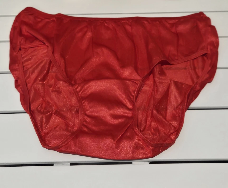 Panty de bikini Shadowline brillante nailon refuerzo ancho sedoso 7/L rojo 11032 Foto 4 de 4