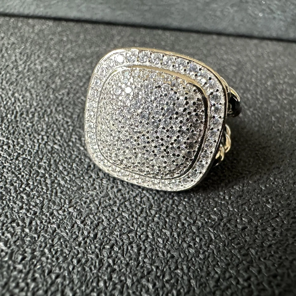 DAVID YURMAN SS ALBION FULL PAVE DIAMOND DOME RING SZ US 7 - Image 4 of 4