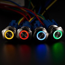 Momentary Push Button Switch 12V Stainless Steel LED Self-reset AngelEye Led