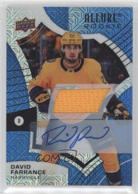 2021-22 Allure Rookies Blue Line Jersey 9/75 David Farrance Rookie Auto RC 0o66