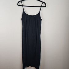 Zara Women Black Ribbed Midi Dress sz S