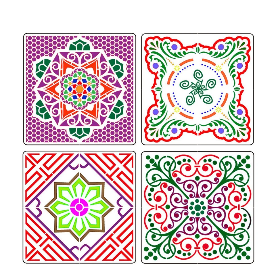 12 stücke wiederverwendbare Mandala-Vorlagen Spray Malerei Formen DIY aushöhlen - Bild 4 von 4