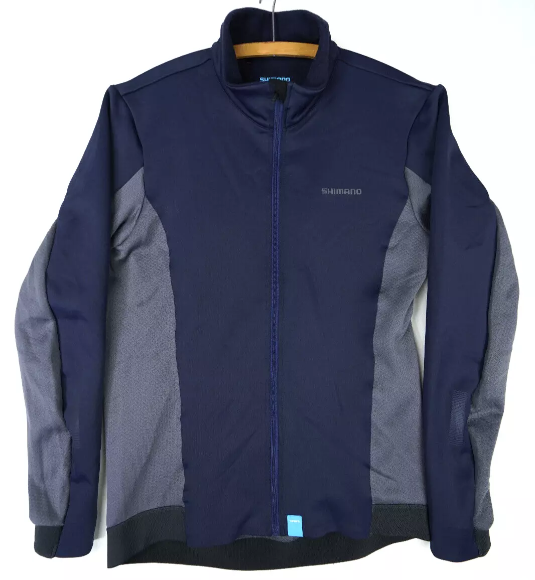 Blue/Gray Shimano Mens Jacket Fleece Water Resistant Riding Cycling Full  Zip M