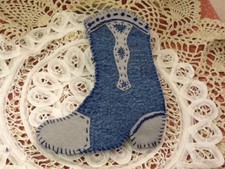 Handmade Needle - Pin Holder - Cowboy Boot - Denim With Applique  - New