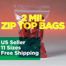 Clear Zip Seal Plastic Bags 2 Mil Reclosable Top Lock Zipper Baggies Zip Top