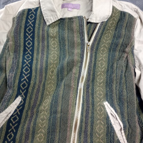 Harper Jacket Womens Sz M Moto Asymetrical Zip Aztec Embroidered 100% Cotton - Picture 3 of 14
