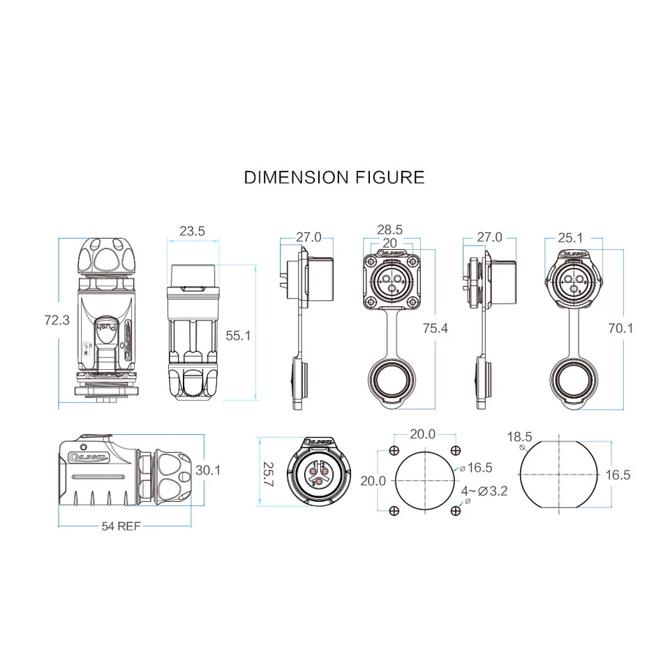 IP67 Electrical Industrial Panel Automotive Power Aviation Connector M16 2-9 Pin - Image 2 of 4