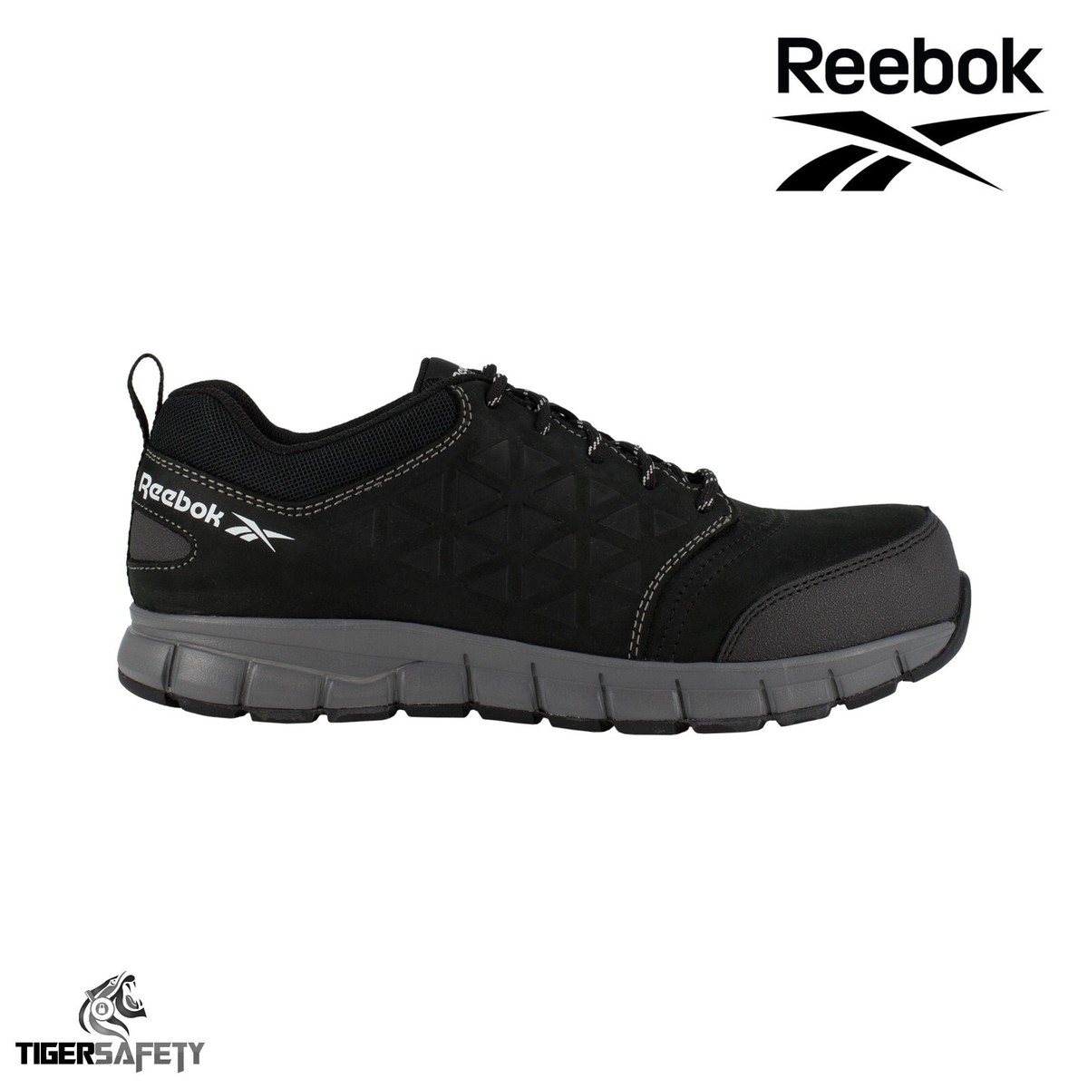 Reebok R1036 Excel Light S3 SRC Black Leather Composite Toe Cap Safety  Trainers