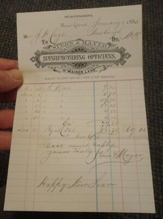 1885 New York New York Stern & Mayer Manufacturing Opticians letterhead