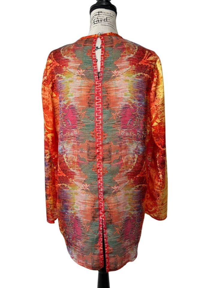 Женский цветной топ Joseph Ribkoff с длинным рукавом 1/2 на молнии шелковистый радужный размер 14 - Изображение 3 из 4