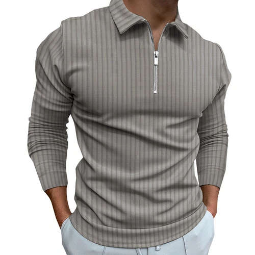 Mens Long Sleeve fashion Shirt Sport Slim Fit Zipper T Shirt Tops - Picture 7 of 18