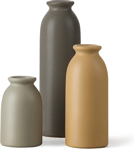 -Ceramic Matte Vase for Home Decor, Modern and Minimalist Decorative Vases Set.