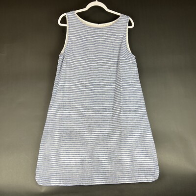 Beach Lunch Lounge Linen Blend Size Large Lined Blue Striped Shirt Dress |  eBay