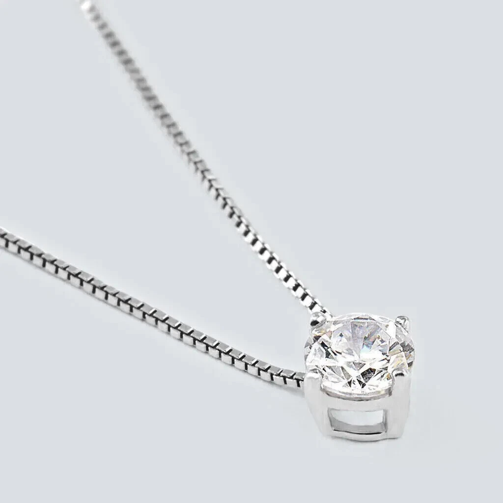 Collana Punto Luce Miore In Argento 925 Con Zircone 0.50 Ct – Catenina Rolò Placcata Oro 18kt, Anallergica - 3