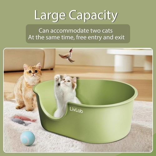 LivLab Jumbo Cat Litter Box 29.6" L X 20.4" W X 11.8" H High Sides
