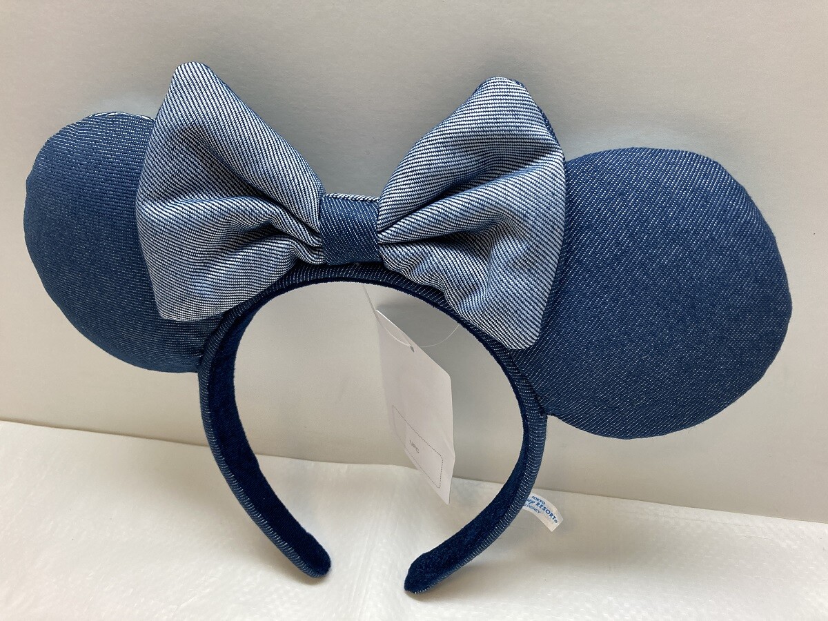 Disney.Parks Mickey Minnie Ears Denim-Like Blue Bow Headband  display picture 2