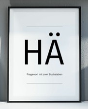 Wandbild Fragewort mit 2 Buchstaben Kunstdruck Poster Deko Din A4 Geschenkidee