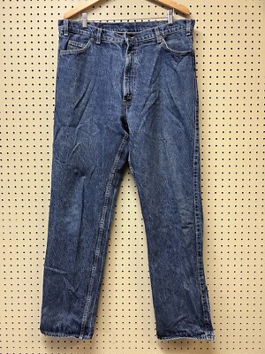 Vtg Levis Two Horse Brand Leather Patch 38x34 Made In USA Blue Denim