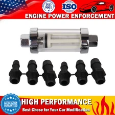 UNIVERSAL CHROME GLASS FUEL FILTER 1/4" 5/16" 3/8" IN/OUT Carburetor GAS # 9706