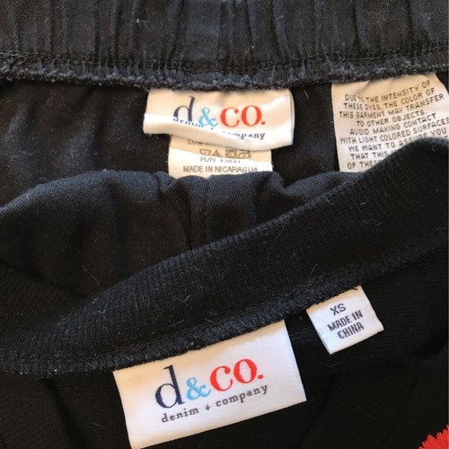 Denim & Co. Womens Blouse & Pants Set Black Floral Embroidered Stretch V Neck XS - Picture 10 of 12