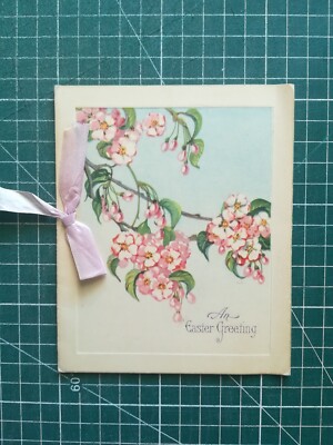 vr170 postcard circa 1935 fantasy flower ribbon in English - Easter Greating