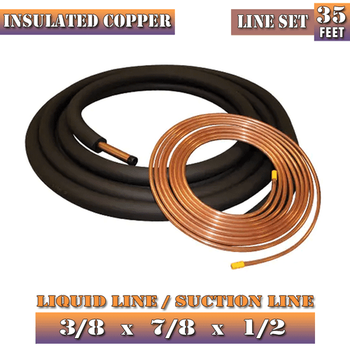 25-50 Ft 3/8" Insulated Copper HVAC Line Set Refrigerant For AC Split Systems - Picture 6 of 11