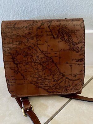 NWT PATRICIA NASH Granada Map Print Riot Rust Leather Crossbody Bag