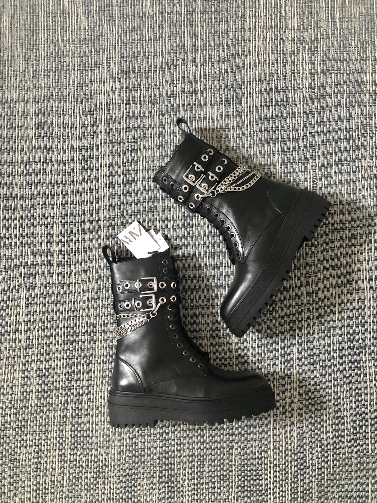 zara black leather lace up boots