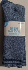 Men's Boot Socks 2 Pack Size 6-12 Blue/Dark Blue Striped Crest Brands New