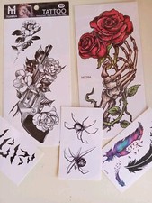 Lot Of 5 Temporary Skin Tattoos New Spooky Halloween Sheets Non Toxic
