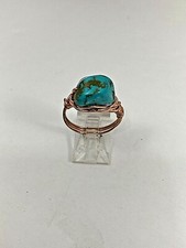 Handmade Copper Wire Wrap Turquoise Ring Size 9 61