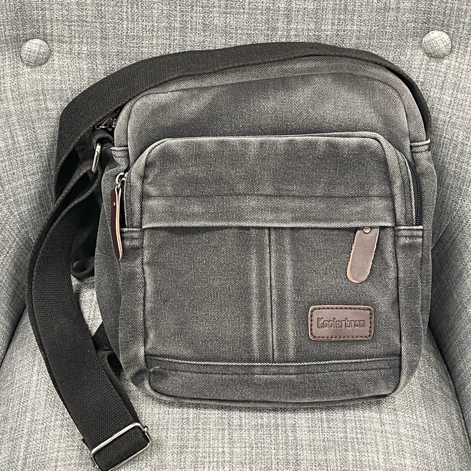 Koolertron Crossbody Shoulder Bag Gray Stonewashed Canvas Pa