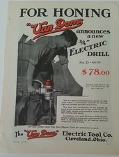 1929 Van Dorn 3/4 electric drill No. D-900 vintage tool for honing original ad