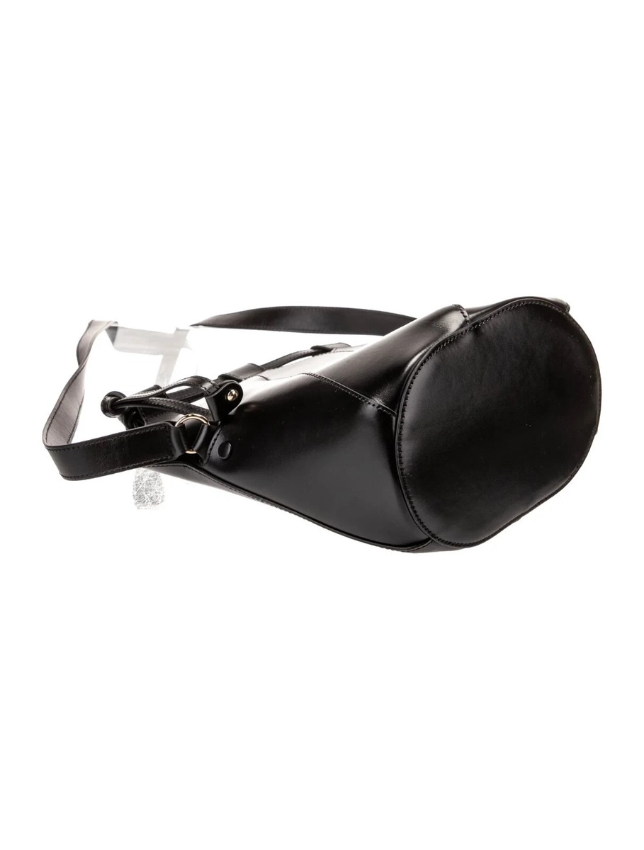 Chloe Black Leather Crush Tulip Crossbody Bucket bag Italy
