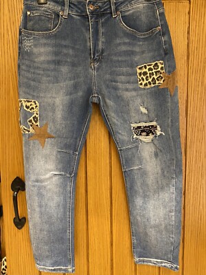 Stretch Jeans With Leopard Print Size XL UK
