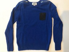 Autumn Cashmere Kids Sz 10 Girls Blue Pullover Sweater Faux Leather Pocket